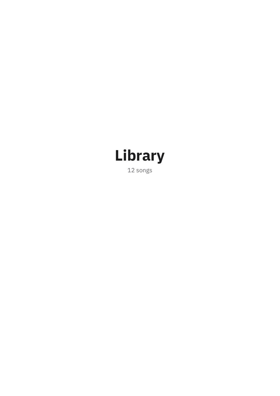 The title page of an exported songbook PDF: “Library”, 12 songs